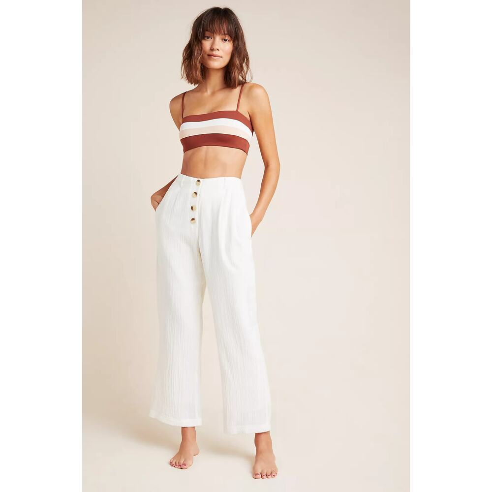 NWT L*Space Georgie Lounge Pants Cotton Gauzy White Pants Women's Medium EUC